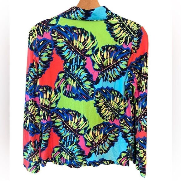 Vespa Sz S Lime Green Fuschia Pink Tropical Palm Leaves 2-Piece Loungewear PJ’s - Picture 3 of 10